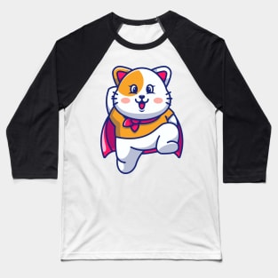 Cute super hero cat jumping cartoon Baseball T-Shirt